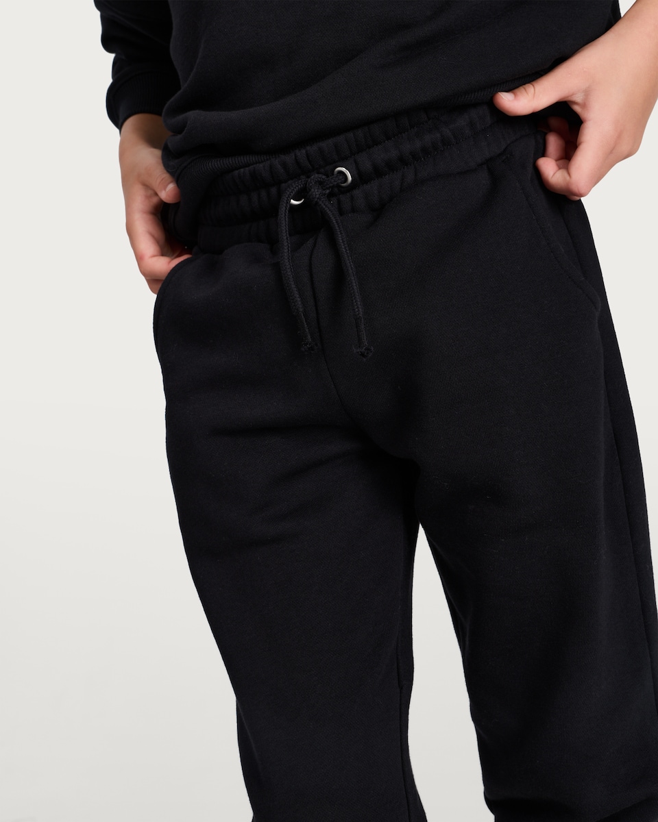 image 1 of F&F Girls Cotton Rich Elasticated Waist Cuffed Joggers in Black