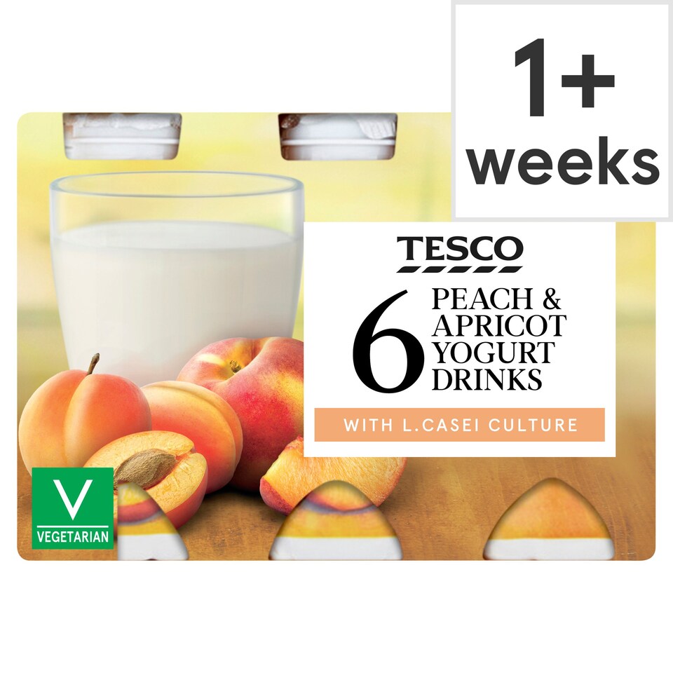 Tesco Peach & Apricot Yogurt Drink 6 X100g Tesco Groceries
