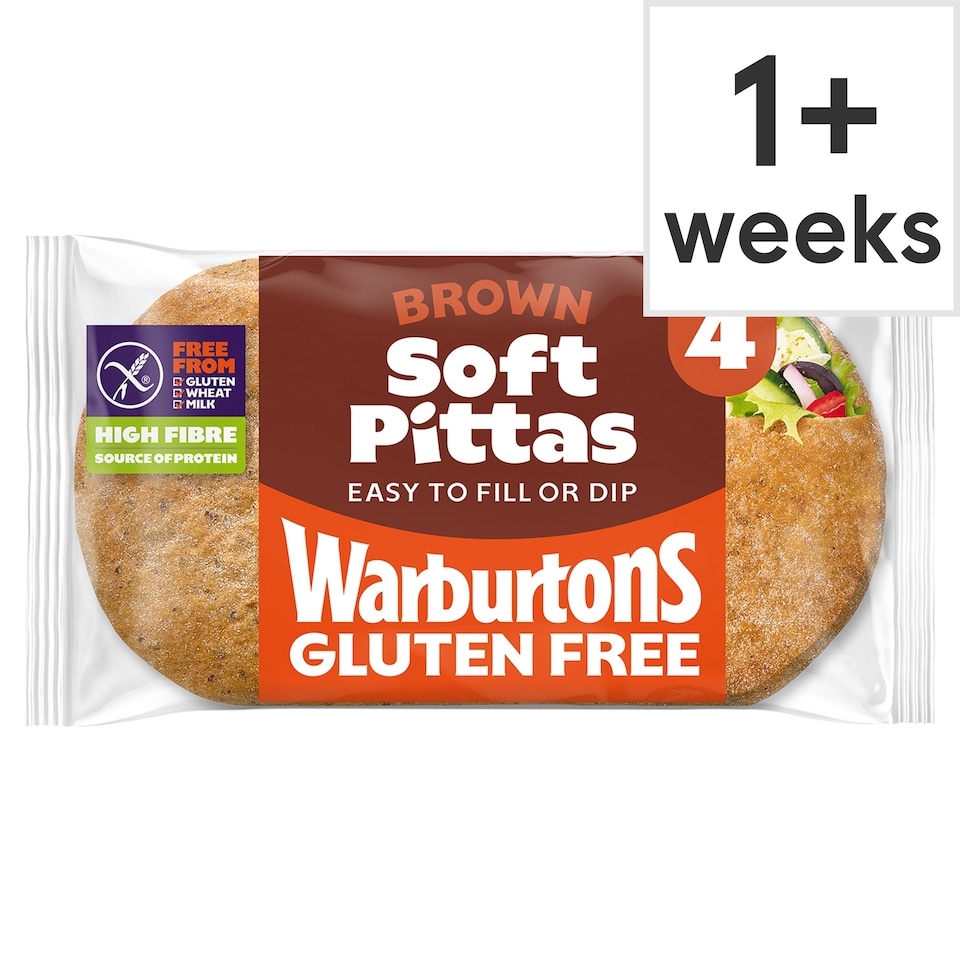 Warburtons Gluten Free 4 Soft Brown Pittas