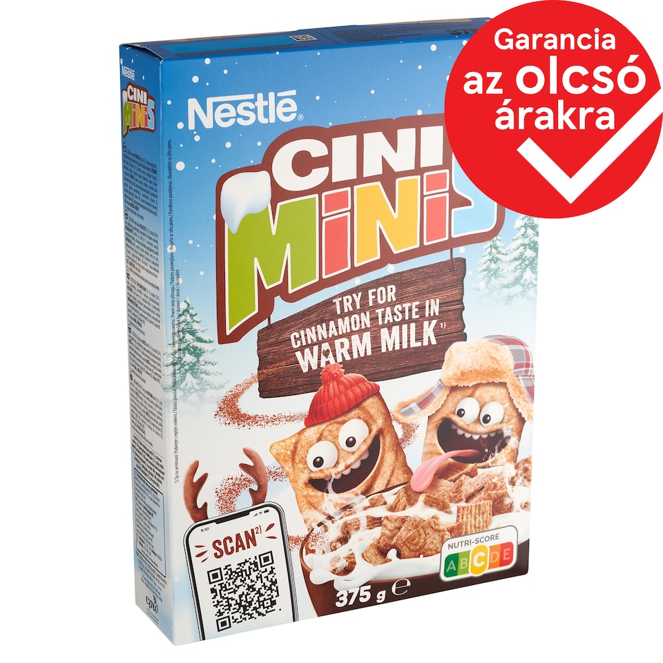 Nestlé Cini Minis ropogós fahéjas gabonapehely teljes kiőrlésű búzával, vitaminokkal és vassal 375 g