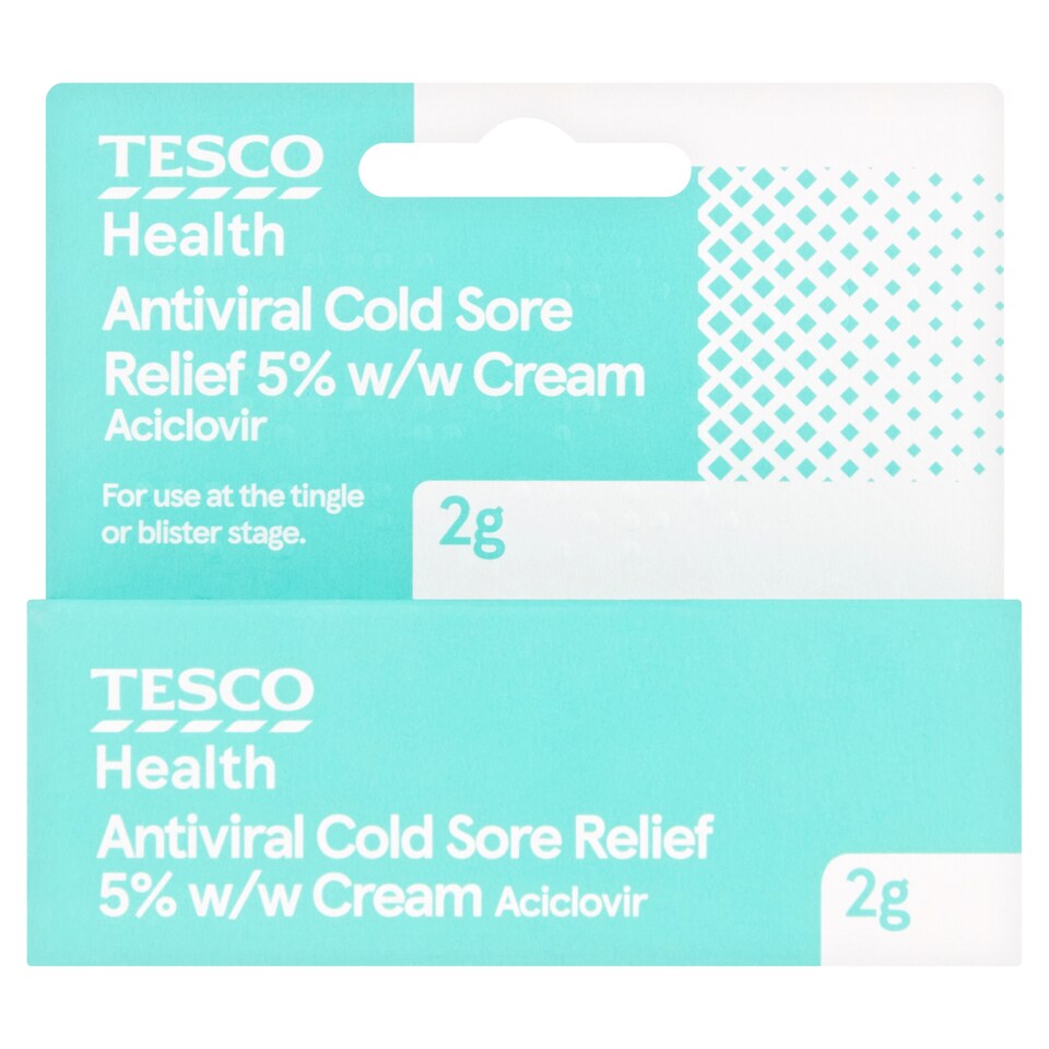 Tesco Health Aciclovir Antiviral Cold Sore Relief Cream 2g