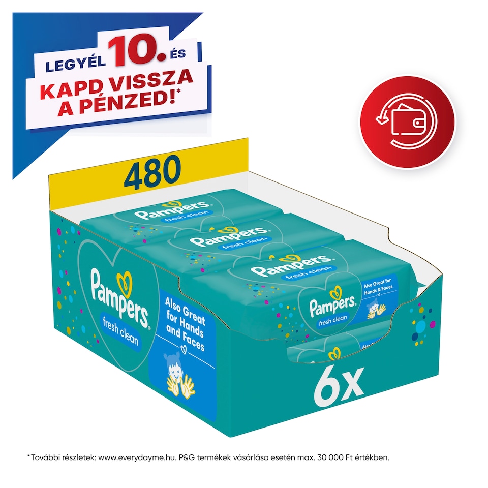 image 1 of Pampers Fresh Clean Baby Wipes 6 Packs = 480 Wipes