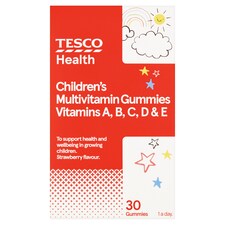 Tesco Children's Jelly Vitamins Multivitamin & Acde S/berry Gummies 30s