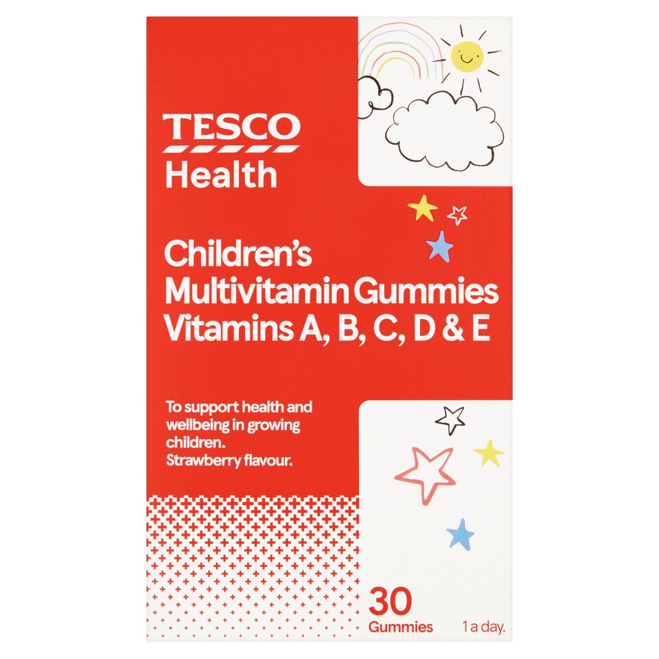 Tesco Children's Jelly Vitamins Multivitamin & Acde S/berry Gummies 30s