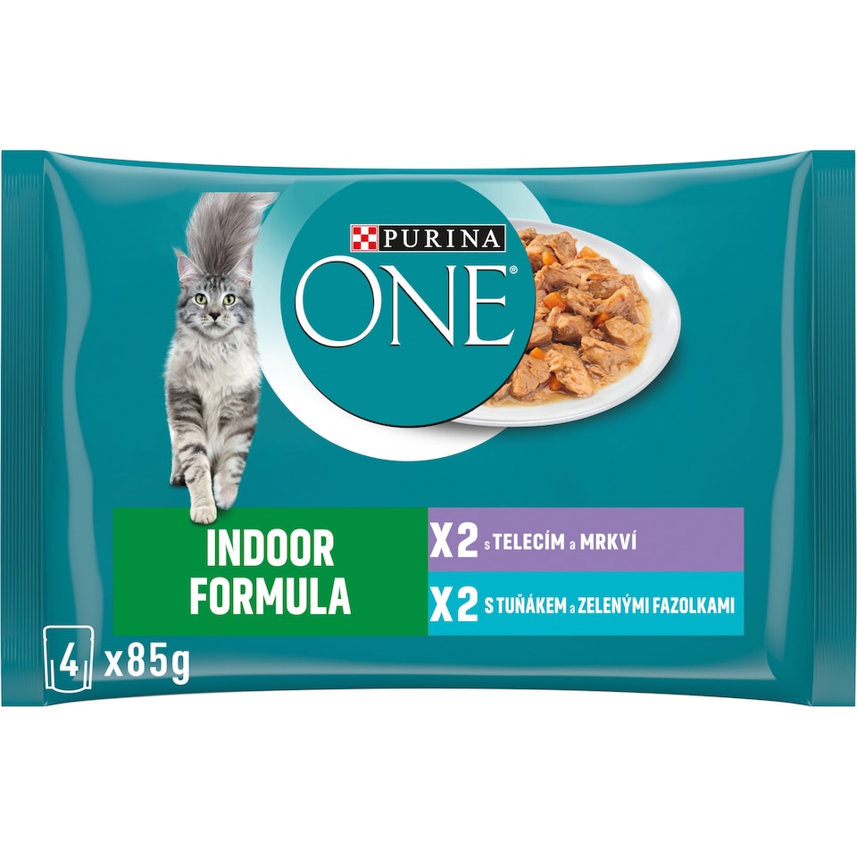 obrázok 1 z Purina ONE Indoor kapsičky pre mačky tuniak, teľacie v šťave 4 × 85 g