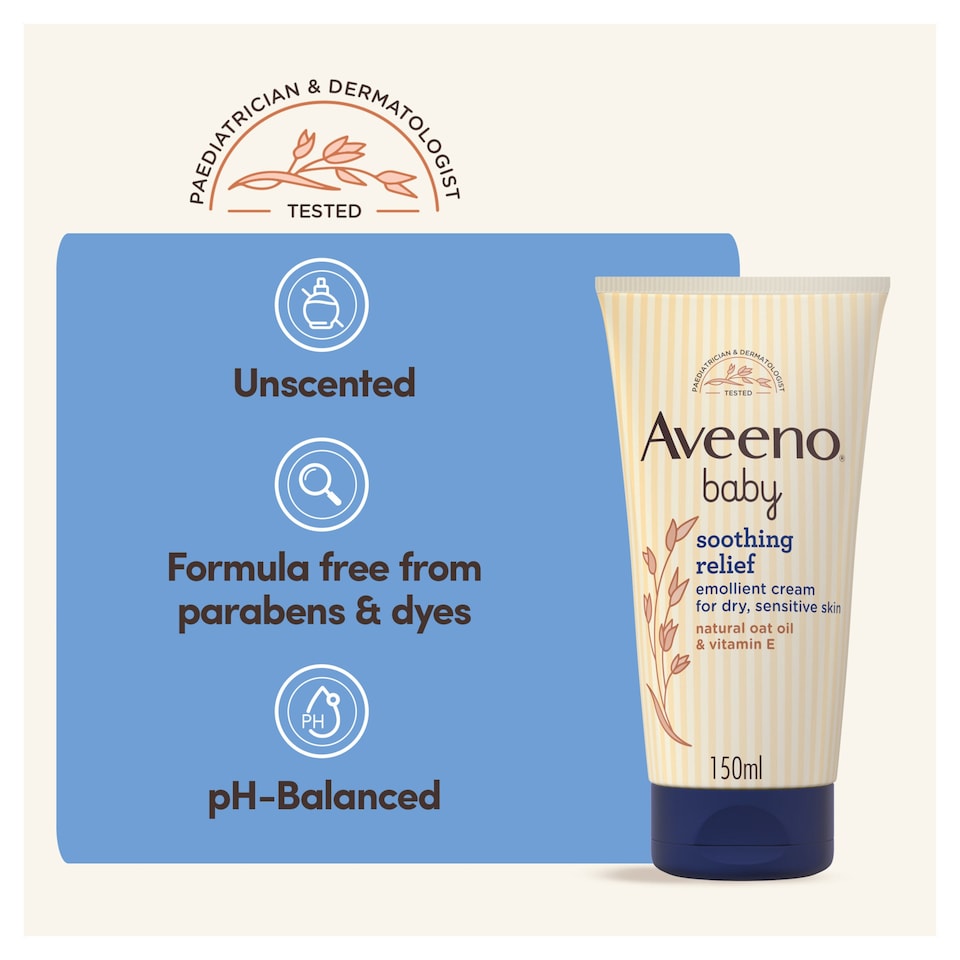 image 1 of Aveeno Baby Soothing Relief Emollient Cream Baby Lotion Dry Skin 150ml