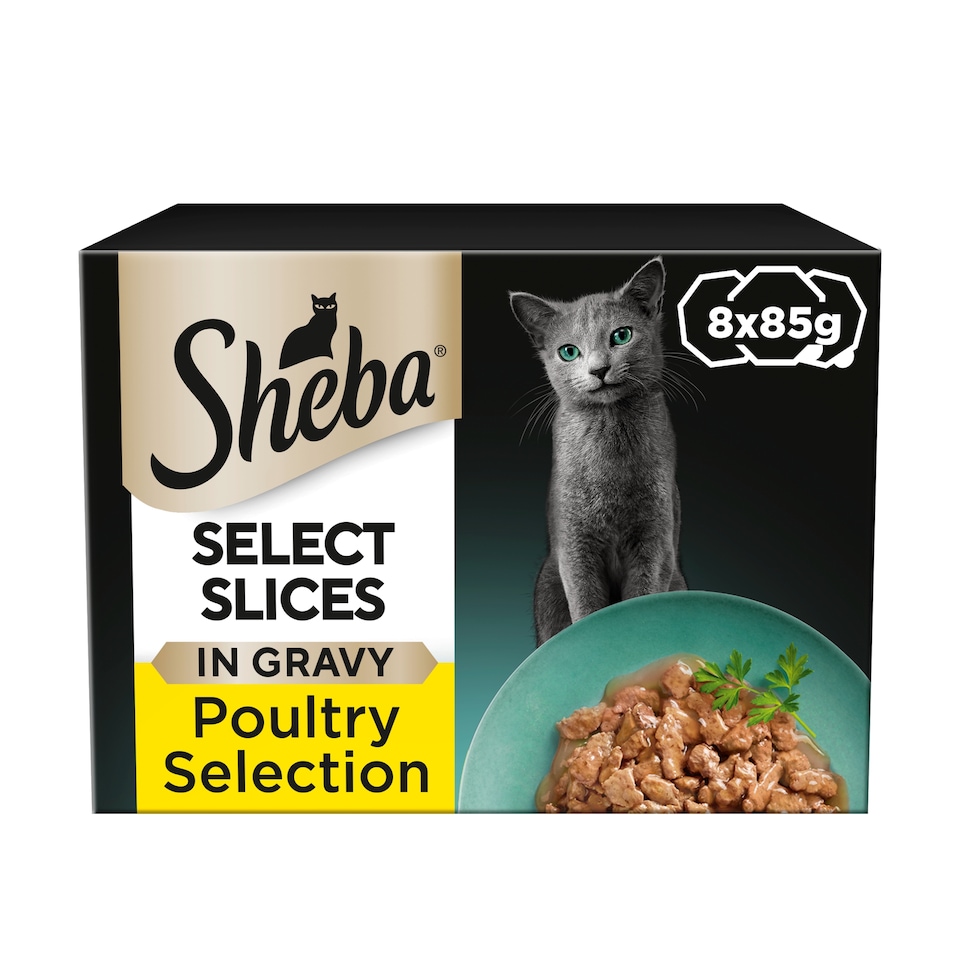 image 1 of Sheba Select Slices Wet Cat Food Trays Poultry in Gravy 8x85g
