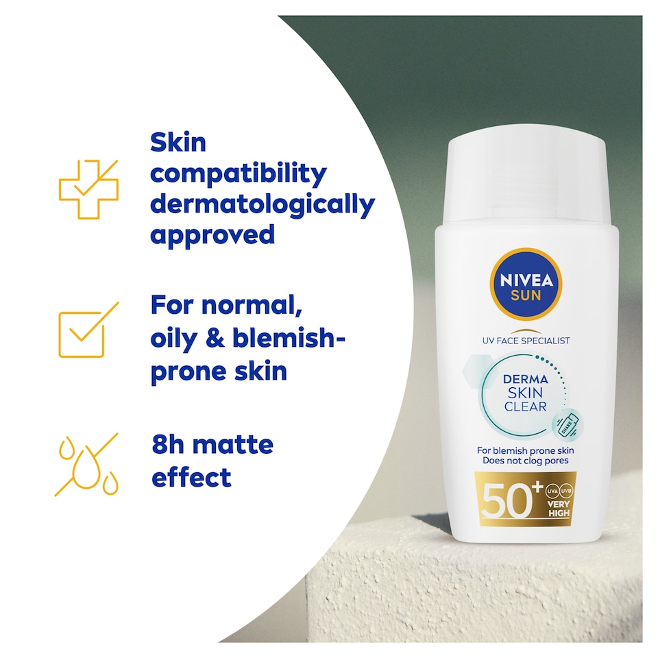 image 1 of NIVEA SUN UV Face Derma Skin Clear Sun Fluid SPF50+ 40ml​
