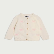 F&F Baby Pure Cotton Bow Embroidered Cardigan in Cream