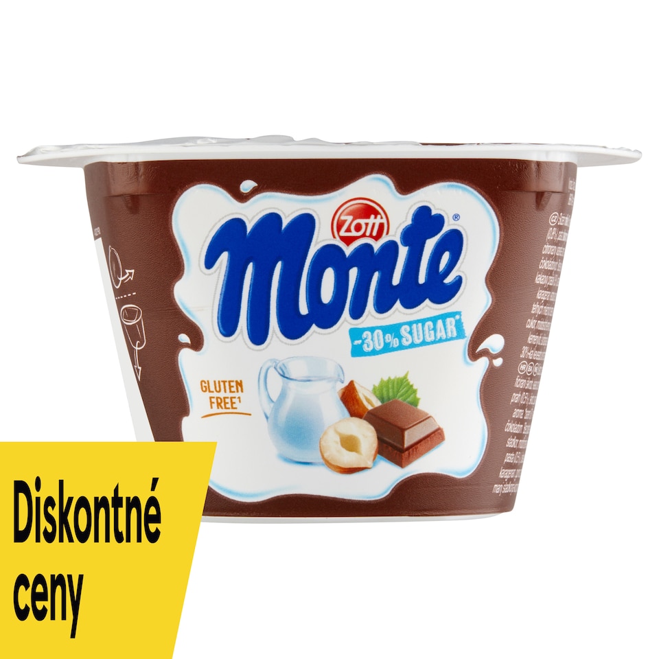 obrázok 1 z Zott Monte Mliečny dezert čokoládový s lieskovými orieškami -30% cukru 150 g