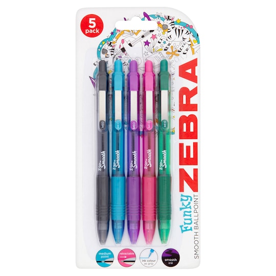 Zebra Zgrip Rt Ball Pens Asstd 5 Pack Tesco Groceries