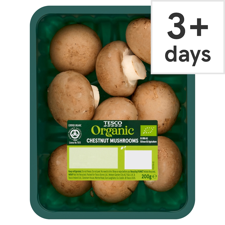 Tesco Organic Chestnut Mushrooms 200G