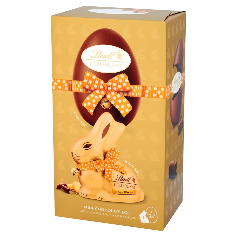 image 1 of Lindt Gold Bunny Milk Chocolate Egg with Biscuit 195g 