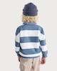 image 3 of F&F Boys Cotton Rich Stripe Print Rugby Sweatshirt in Blue