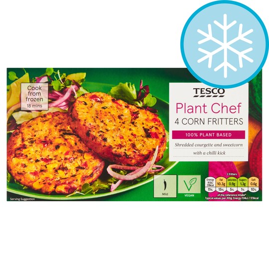 Tesco Plant Chef 4 Corn Fritters 280G Tesco Groceries