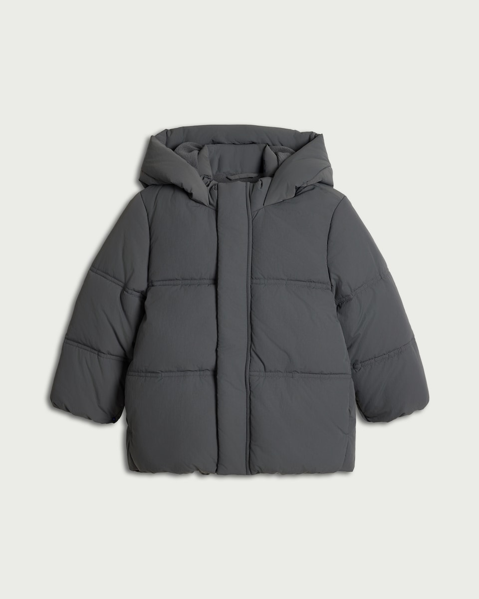 image 1 of F&F Boys Shower Resistant Hooded Padded Coat in Grey