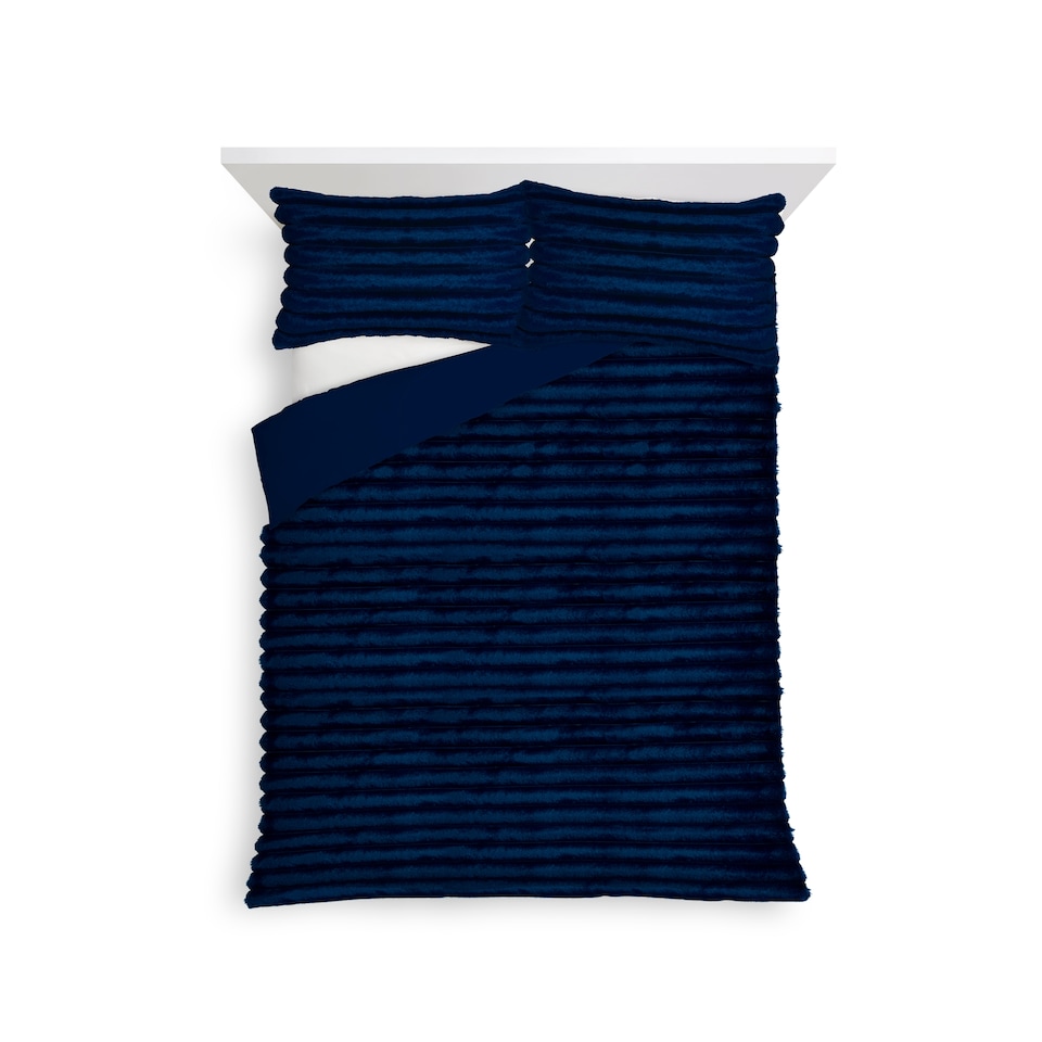 F&F Home Navy Ribbed Faux Fur Duvet Cover Set Double