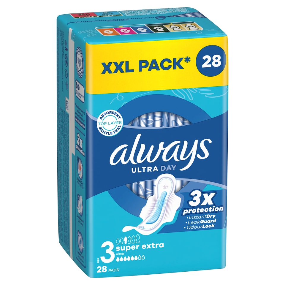 obrázok 1 z Always Ultra Super Extra hygienické vložky (veľkosť 3) vložky s krídelkami 28 ks]