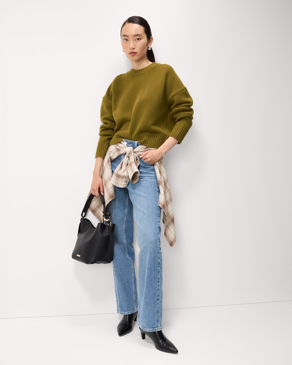 image 1 of F&F Knitted Cropped Jumper in Olive