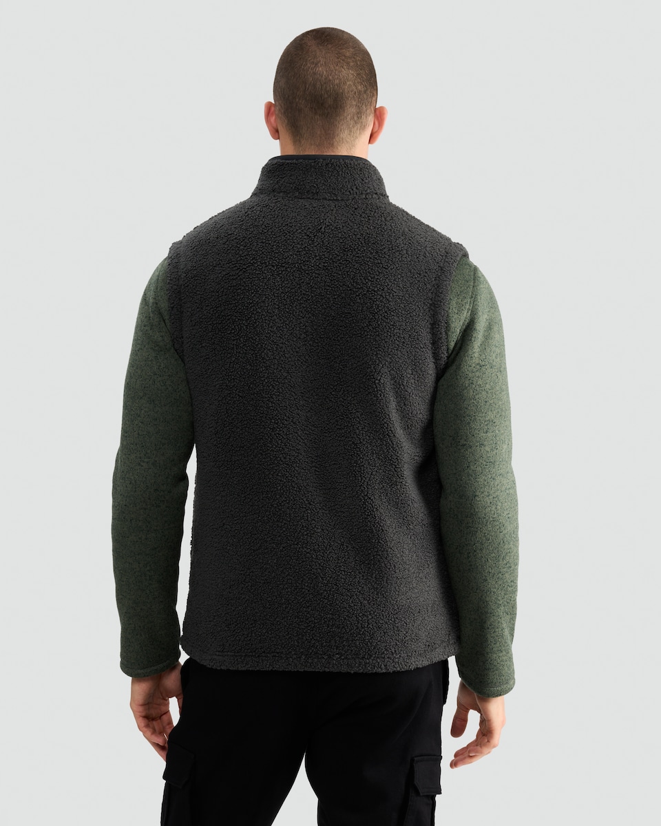 image 1 of F&F Borg Textured Zip Through Gilet in Grey