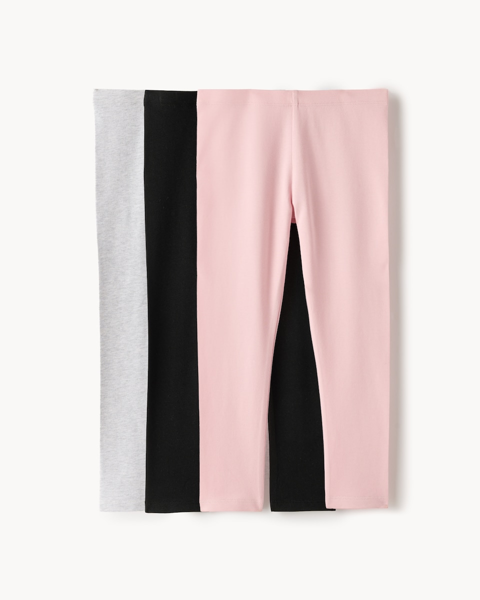 image 1 of F&F Girls 3-Pack Cotton Rich Leggings in Multi Pink