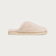 F&F Faux Fur Mule Slippers in Neutral
