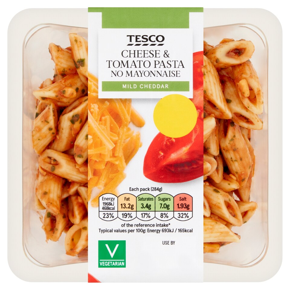 Tesco Cheese & Tomato Pasta No Mayonnaise 284G