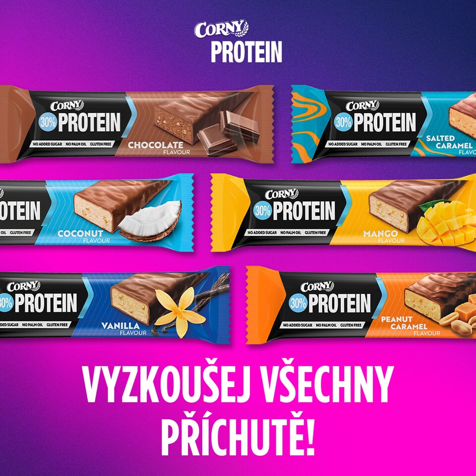 Obrázek 1 pro produkt CORNY proteinová tyčinka 30% arašídy-karamel 50g