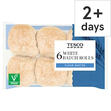 Tesco White Batch Rolls 6 Pack