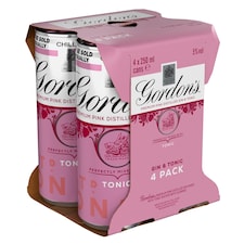 Gordon's Premium Pink Gin & Tonic Can 5% Vol 4x250ml
