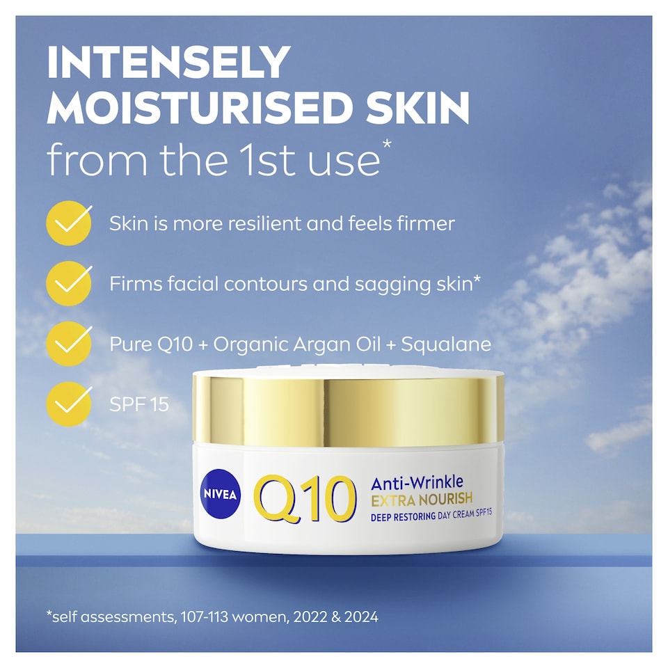 image 1 of NIVEA Q10 Anti-Wrinkle Day Cream Moisturiser 60+ Skin 50ml