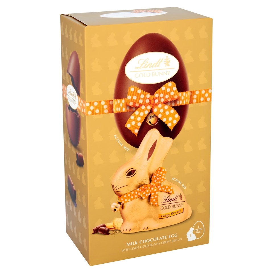 image 1 of Lindt Gold Bunny Milk Chocolate Egg with Biscuit 195g 