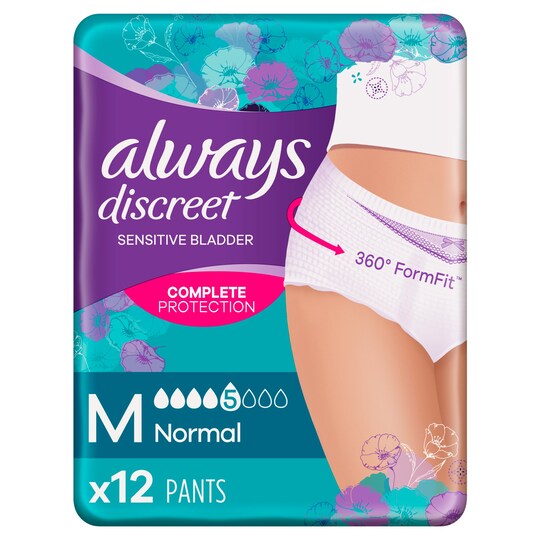 Always Discreet Normal Medium Incontinence Pants 12 Pack Tesco Groceries