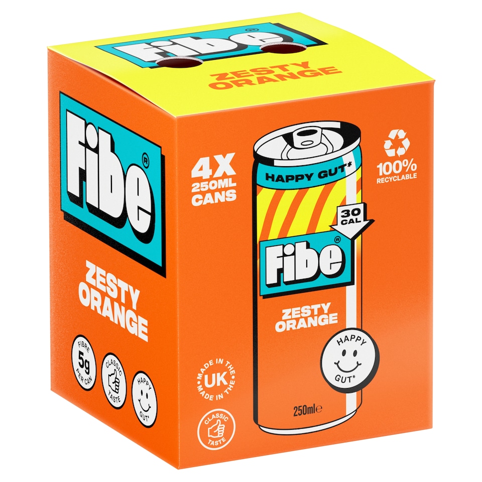 image 1 of Fibe Zesty Orange Soda Drink 4 x 250ml