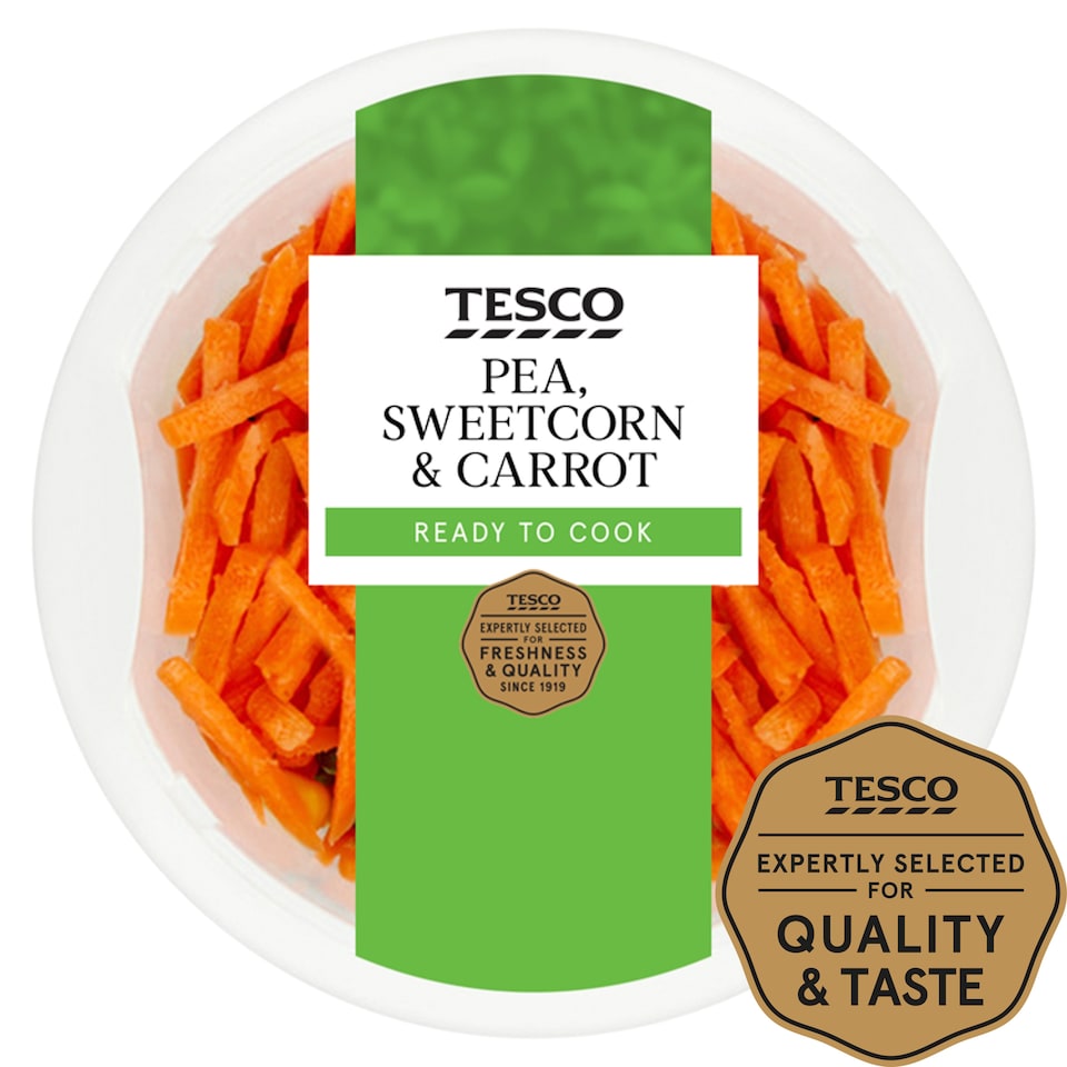 Tesco Carrot Sweetcorn & Peas Layered Vegetable 355G
