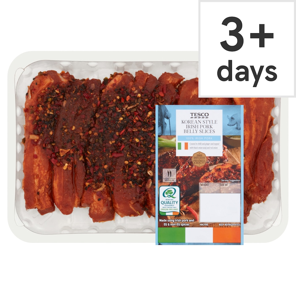 Tesco Korean Style Pork Belly Slices 475G