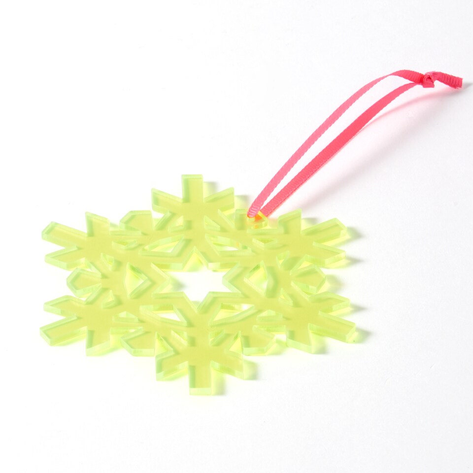 image 1 of Paperchase Neon Christmas Hanging Snowflake Decoration - Yellow