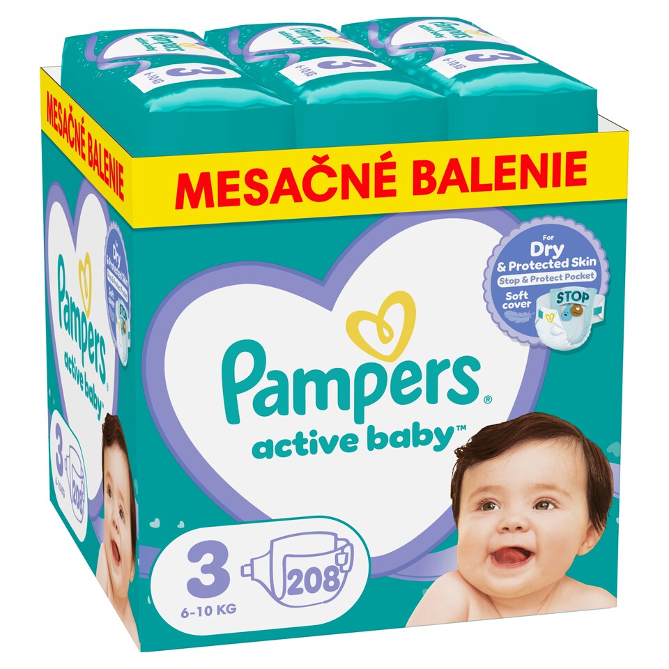 obrázok 1 z Pampers Active Baby veľkosť 3, 208 plienok, 6kg-10kg