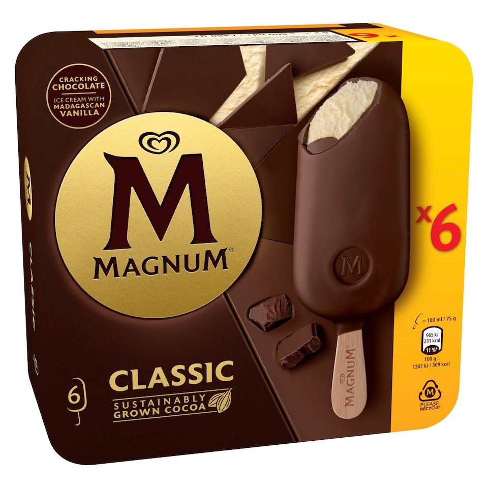 image 1 of Magnum Classic Ice Cream Sticks 6x100ml