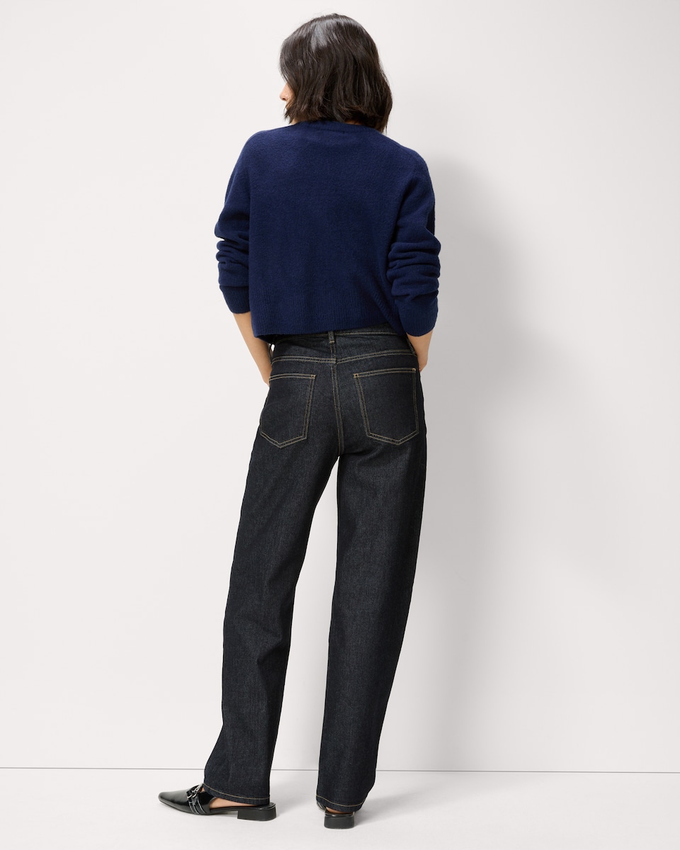 image 1 of F&F High Rise Straight Leg Jeans in Navy