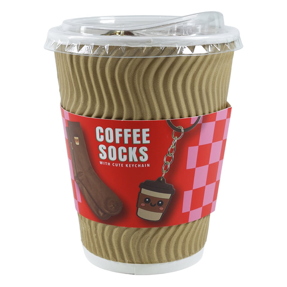 image 1 of Blue Sky Sock and Keyring Gift Set Pizza / Coffee Assortment