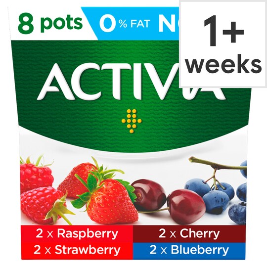 Activia Fat Free Mixed Red Fruit Yogurt 8 X 120G Tesco Groceries