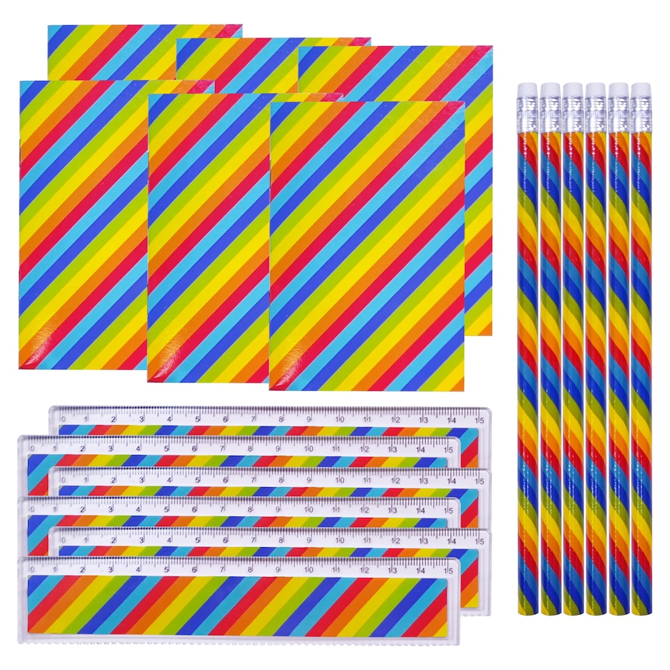 Rainbow Stripe Stationery Bumper Pack 18Pcs
