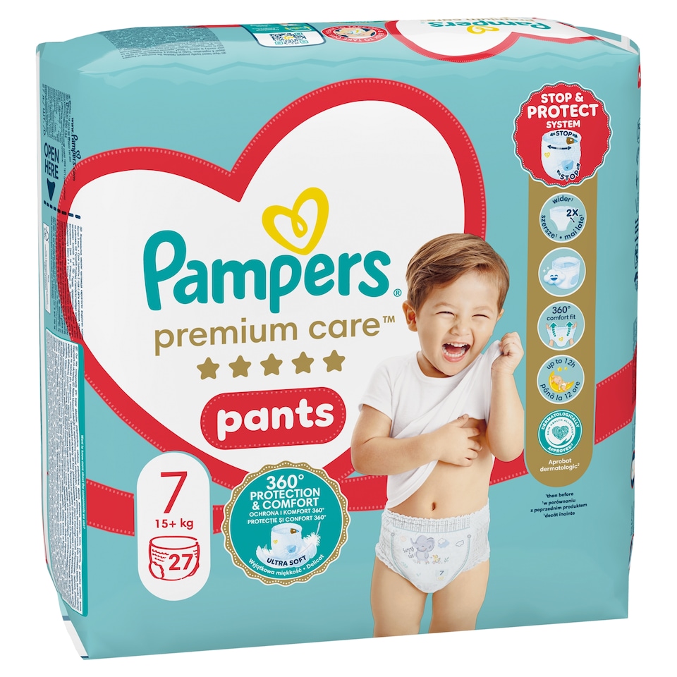 obrázok 1 z Pampers Premium Care plienkové nohavičky veľkosť 7, 27 plienok, 15kg+
