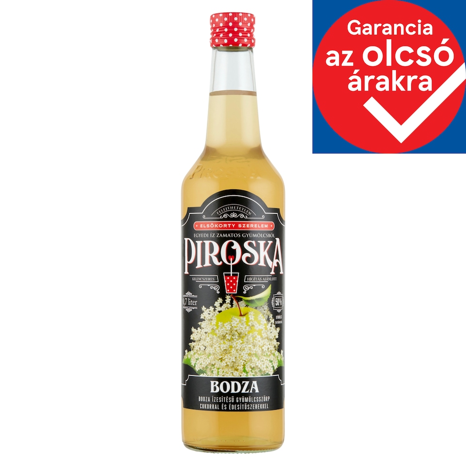 Piroska Elderflavoured Fruit Syrup with Sugar and Sweetener 0,7 l