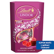 Lindt Lindor Bonbóny z mléčné čokolády s jemnou malinovo-smetanovou náplní 200g