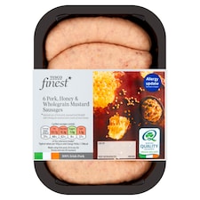 Tesco Finest Pork Honey And Wholegrain Mustard Sausages 454G