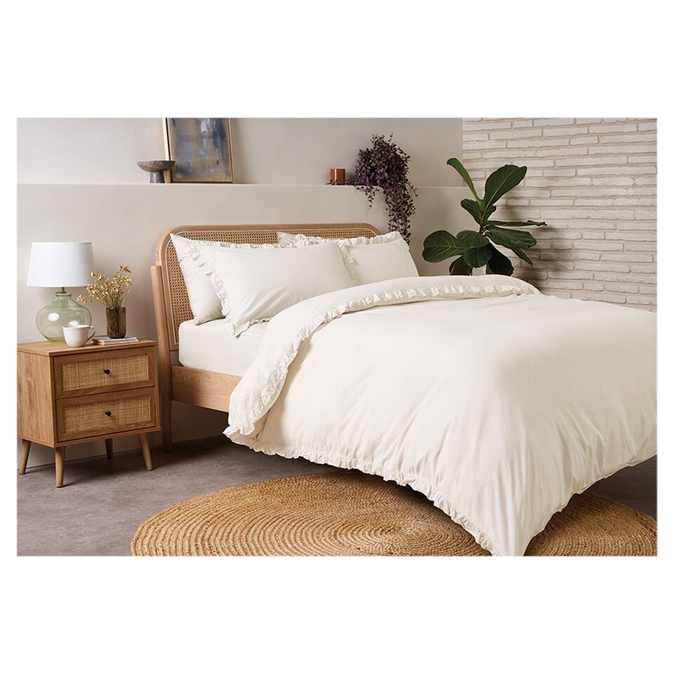 F&F Home Washed Cotton Ivory Duvet Set King