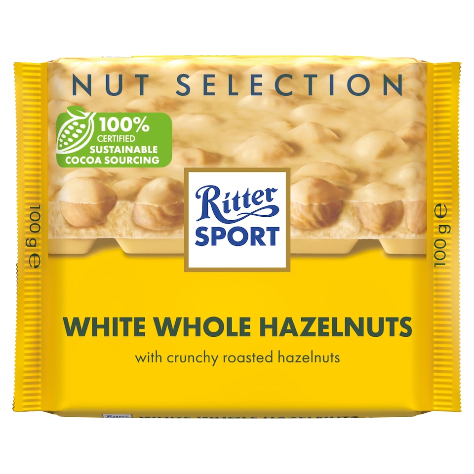 Ritter Sport White Chocolate with Whole Hazelnut and Rice Flake 100 g