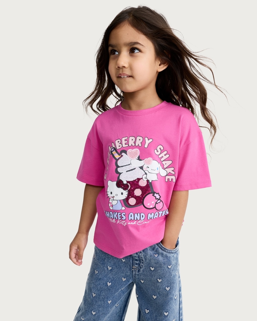 Hello Kitty Pure Cotton Cinnamoroll T-Shirt in Pink